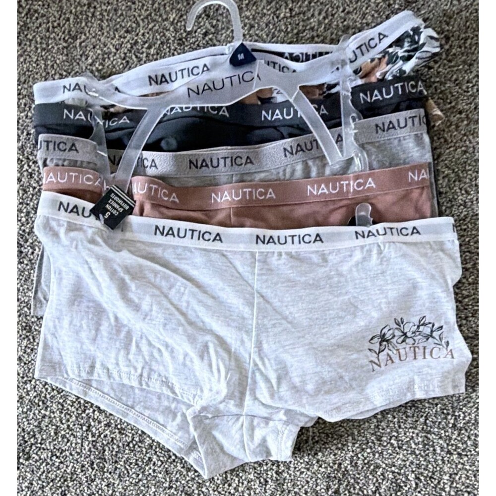 Nautica Women’s Cotton Logo Boyshort Panties Multicolor 5 Pack Size M NWT A2